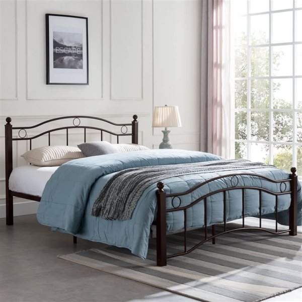 Homy Casa King Size Metal Platform Bed Frame + Under Bed Storage - Copper