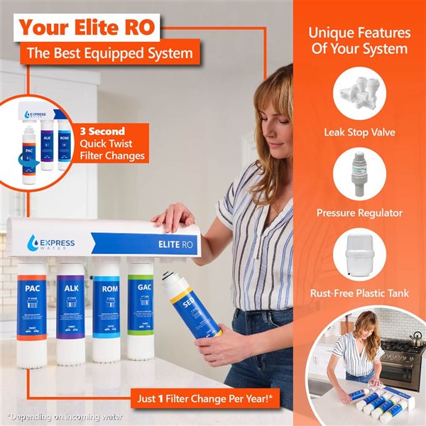 Express Water 9 Stage Alkaline and Mineral Boost Filtration Reverse Osmosis Filtration System
