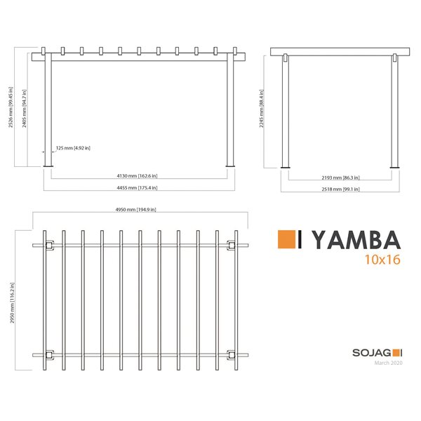 Sojag Yamba 10 x 16.5-ft Pergola w/ Aluminum Frame - Cream