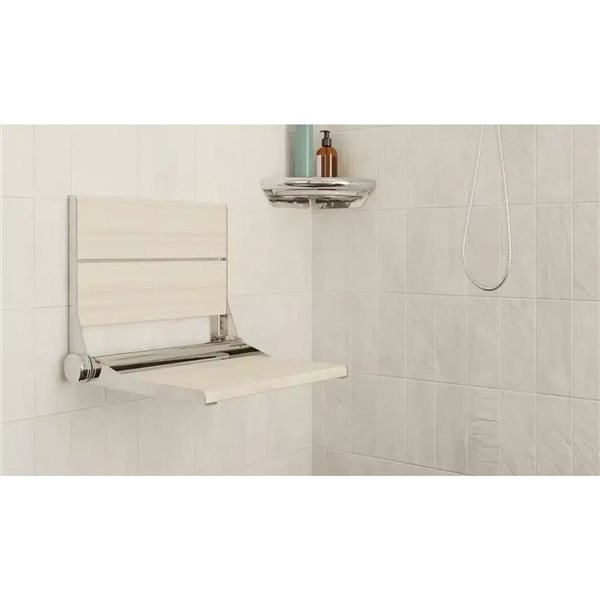 INVISIA SerenaSeat Pro 26-in Light Stain Wood Shower Seat