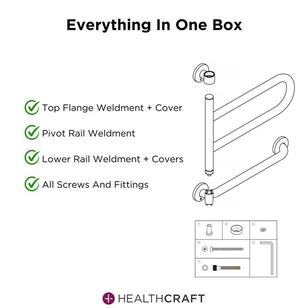 HealthCraft Products Dependa-Bar 16-in White Pivoting Grab Bar