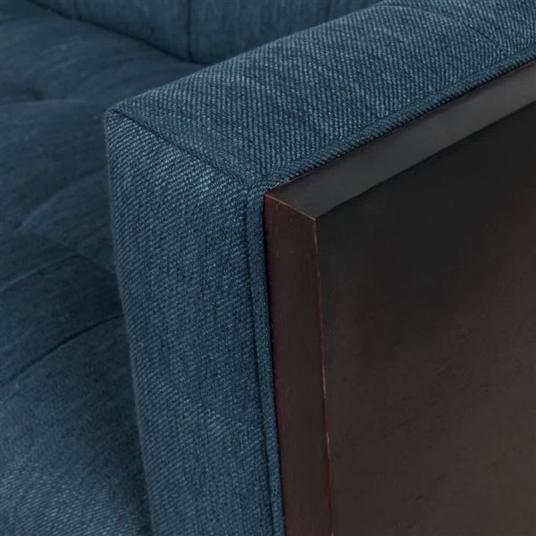 Homy Casa Modern 3-Seat Sofa w/ Button Tufted Waffle Stitch and Wood Frame + Tapered Legs