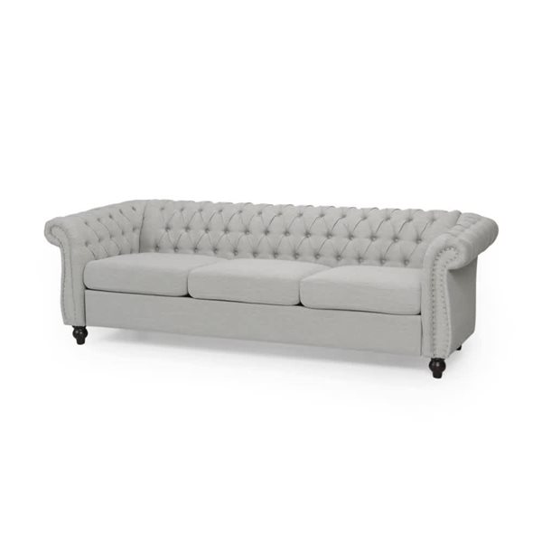 Homy Casa Chesterfield 3-Seat Sofa w/ Tufted Back and Nailhead Trim + Round Legs