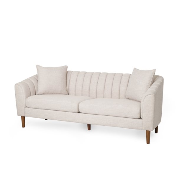 Homy Casa 3-Seat Sofa w/ Tufted Back and Sloped Arms + Accent Pillows