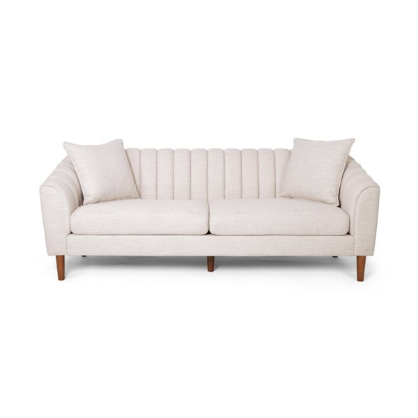 Homy Casa 3-Seat Sofa w/ Tufted Back and Sloped Arms + Accent Pillows