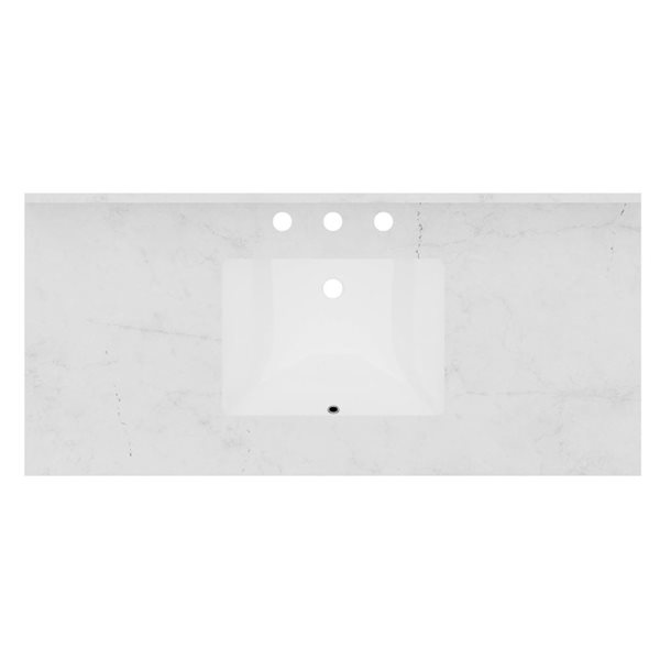 Vanuria 48-in Solid Oak Freestanding Vanity in Light Grey-White Marble Top and Brushed Nickel Hardware