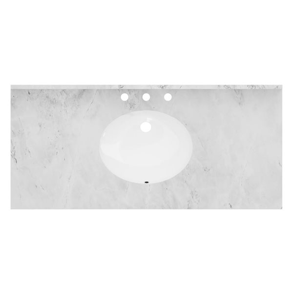 Urba 48-in Solid Oak Freestanding Vanity in White-White Marble Top and Brushed Gold Hardware