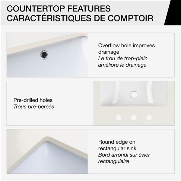 Urba 48-in Solid Oak Freestanding Vanity in White-White Marble Top and Brushed Gold Hardware