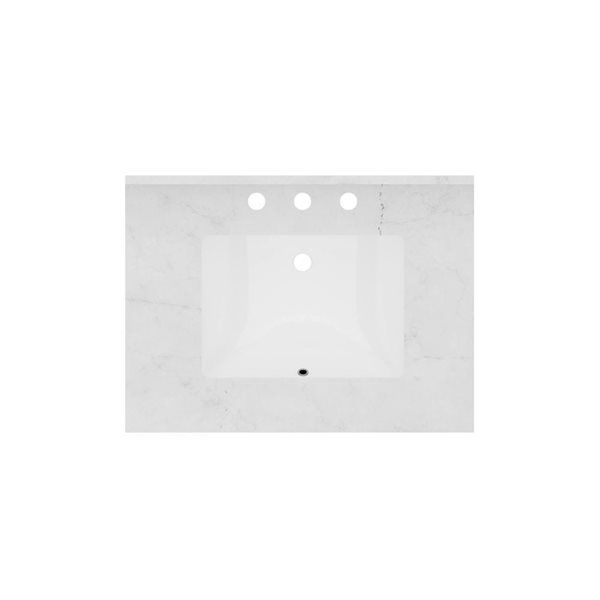 Vanuria 30-in Solid Oak Freestanding Vanity in Light Grey-White Marble Top and Matte Black Hardware