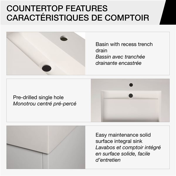 Zidea 60-in Solid Oak Floating Vanity in White w/White Solid Top