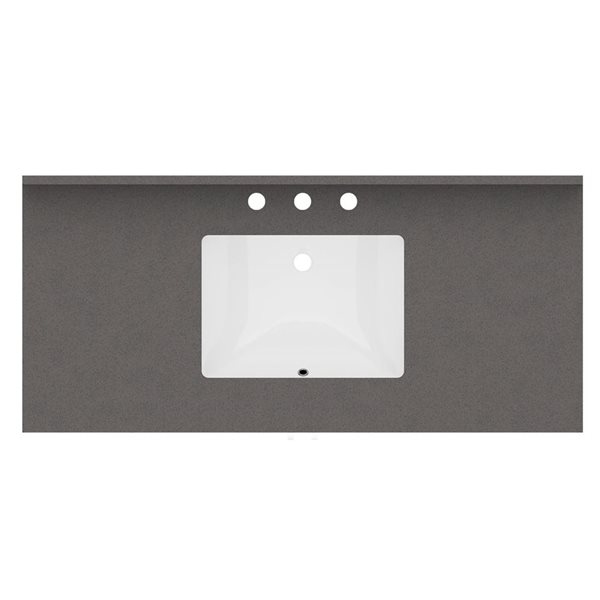 Vanuria 48-in Solid Oak Freestanding Vanity in Light Grey-Grey Quartz Top and Brushed Gold Hardware