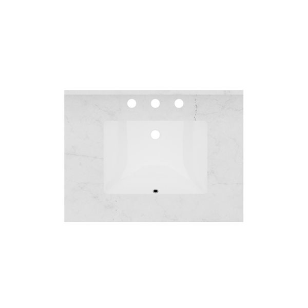 Vanuria 30-in Solid Oak Freestanding Vanity in Light Grey-White Marble Top and Brushed Nickel Hardware