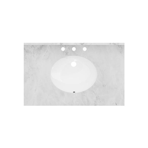 Urba 36-in Solid Oak Freestanding Vanity in White-White Marble Top and Brushed Gold Hardware