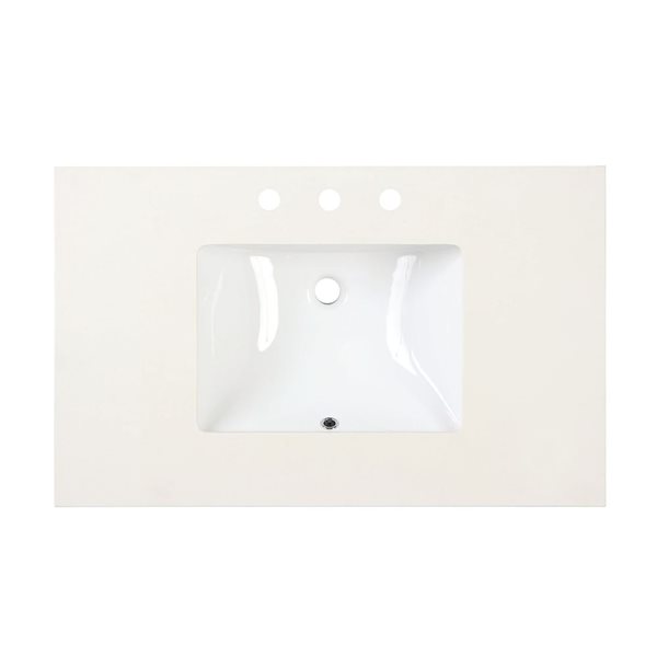 Urba 36-in Solid Oak Freestanding Vanity in White-White Quartz Top and Brushed Nickel Hardware