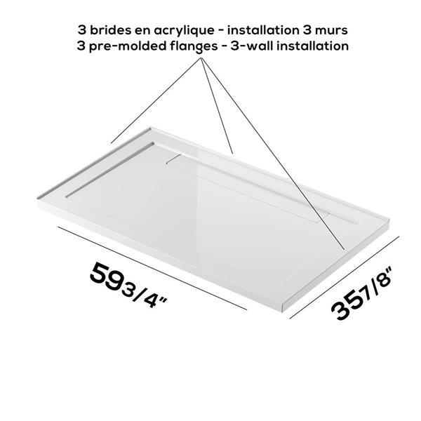 GEF Kaia 60 x 36-in White Acrylic Rectangular Shower Base