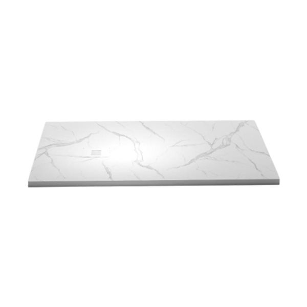 GEF Kaia 48 x 36-in White Calcutta Solid Surface Reversible Shower Base