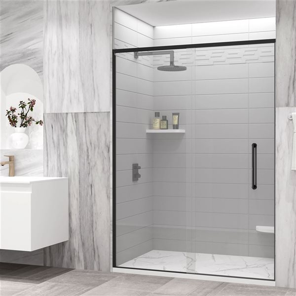 GEF Kaia 48 x 36-in White Calcutta Solid Surface Reversible Shower Base
