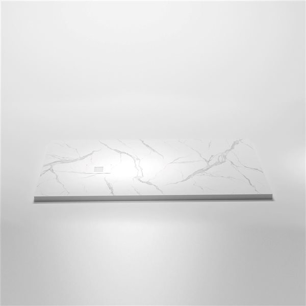 GEF Kaia 48 x 36-in White Calcutta Solid Surface Reversible Shower Base