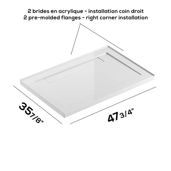 GEF Kaia 48 x 36-in White Acrylic Rectangular Shower Base