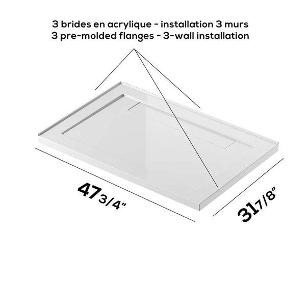 GEF Kaia 48 x 32-in White Acrylic Rectangular Shower Base