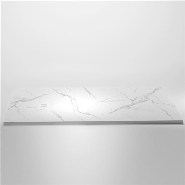 GEF Kaia 60 x 36-in White Calcutta Solid Surface Reversible Shower Base