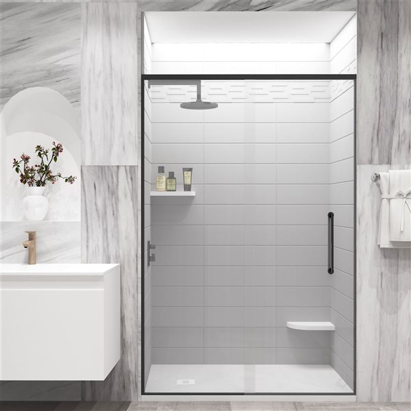 GEF Kaia 48 x 36-in Matte White Solid Surface Reversible Shower Base