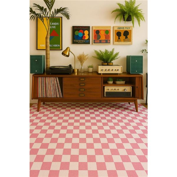 Rug Branch Metro 8 x 11-ft Checkered Blush Indoor Area Rug