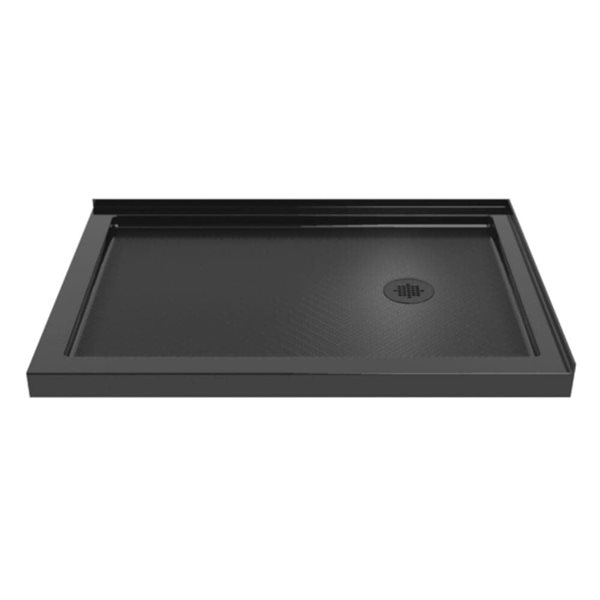 Turin LowStep 48 x 36 x 2.5-in Acrylic Corner Slip-Resistant Shower Base w/ Right Drain - Black