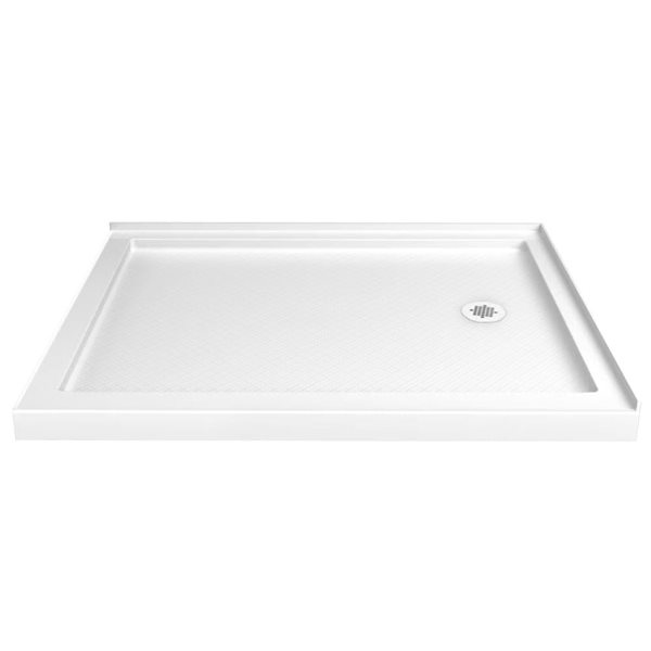 Turin LowStep 42 x 30 x 2.5-in Acrylic Corner Slip-Resistant Shower Base w/ Right Drain - White