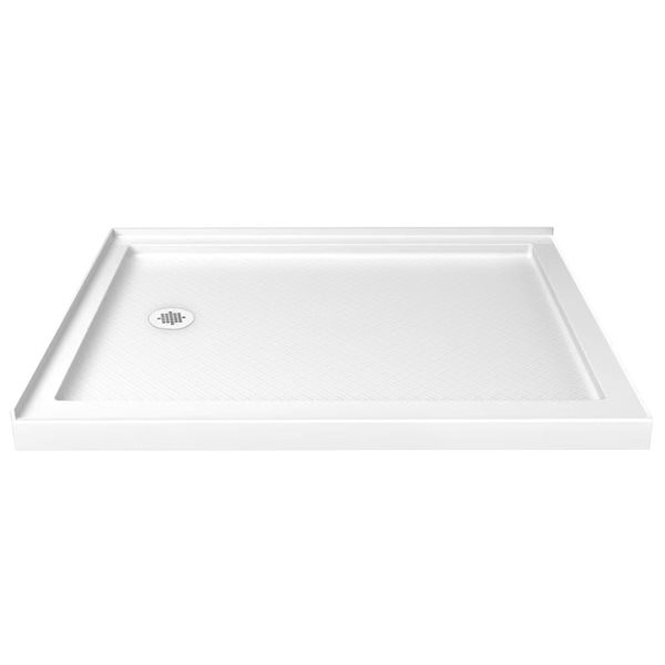 Turin LowStep 42 x 34 x 2.5-in Acrylic Corner Slip-Resistant Shower Base w/ Left Drain - White