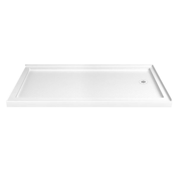 Turin LowStep 60 x 36 x 2.5-in Acrylic Corner Slip-Resistant Shower Base w/ Right Drain - White