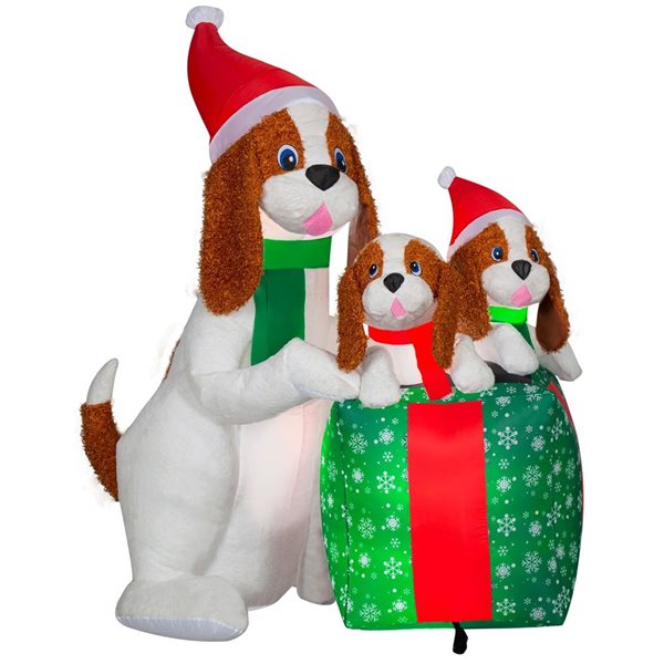 Gemmy Airblown Fuzzy Dog Family Scene with Gifts Inflatable - Large