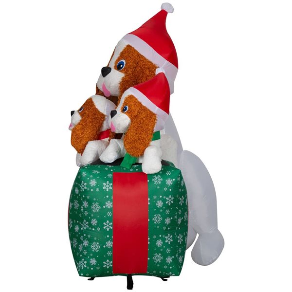 Gemmy Airblown Fuzzy Dog Family Scene with Gifts Inflatable - Large
