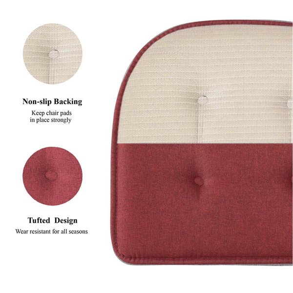 Marina Decoration U-Shaped Memory Foam 6-Pack Burgundy Tufted Nonslip Chair Cushion
