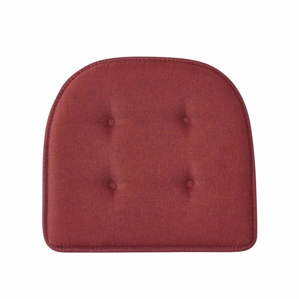 Marina Decoration U-Shaped Memory Foam 6-Pack Burgundy Tufted Nonslip Chair Cushion