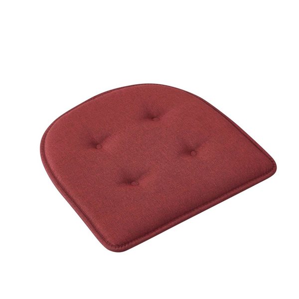 Marina Decoration U-Shaped Memory Foam 6-Pack Burgundy Tufted Nonslip Chair Cushion