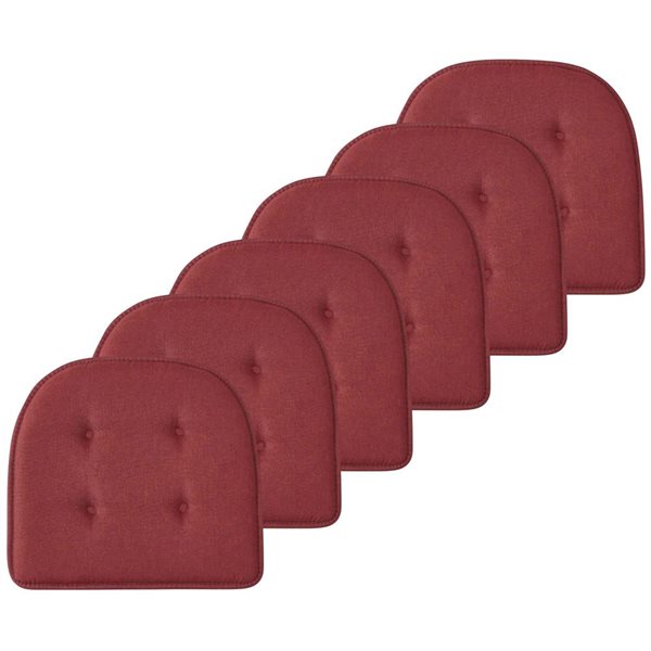 Marina Decoration U-Shaped Memory Foam 6-Pack Burgundy Tufted Nonslip Chair Cushion