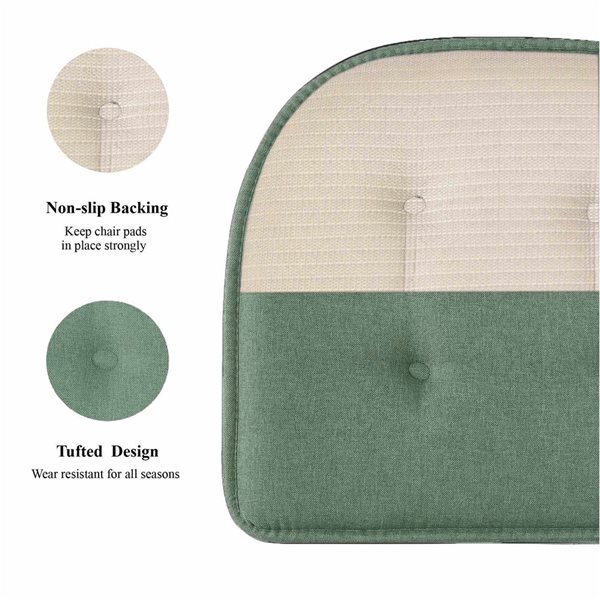Marina Decoration U-Shaped Memory Foam 4-Pack Green Tufted Nonslip Chair Cushion