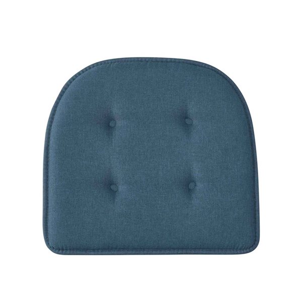 Marina Decoration U-Shaped Memory Foam 2-Pack Denim Blue Tufted Nonslip Chair Cushion