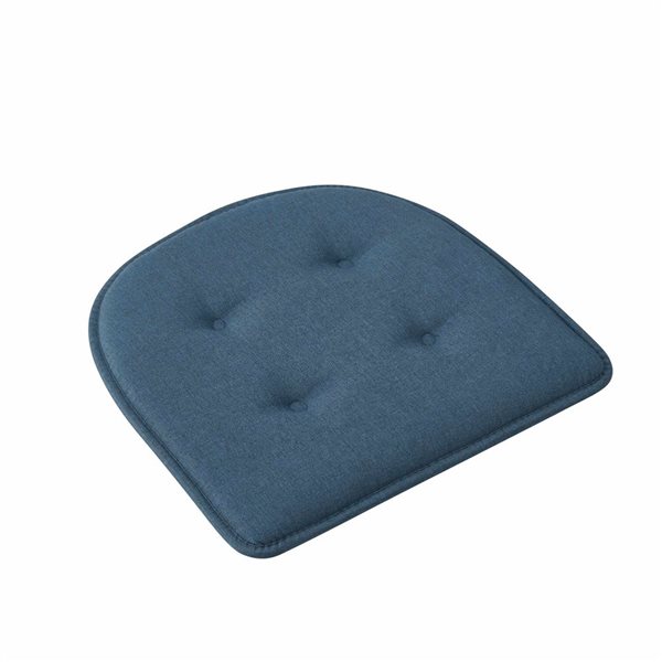 Marina Decoration U-Shaped Memory Foam 2-Pack Denim Blue Tufted Nonslip Chair Cushion