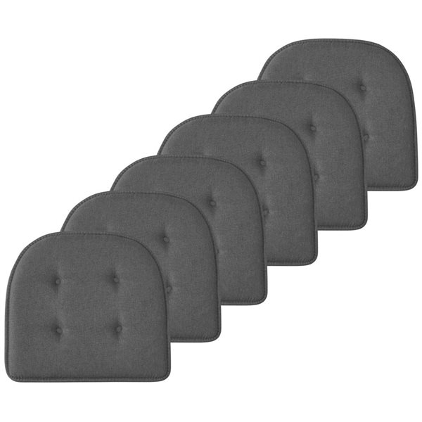 Marina Decoration U-Shaped Memory Foam 6-Pack Charcoal Tufted Nonslip Chair Cushion