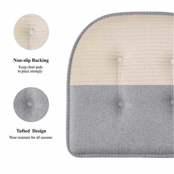Marina Decoration U-Shaped Memory Foam 6-Pack Grey Tufted Nonslip Chair Cushion