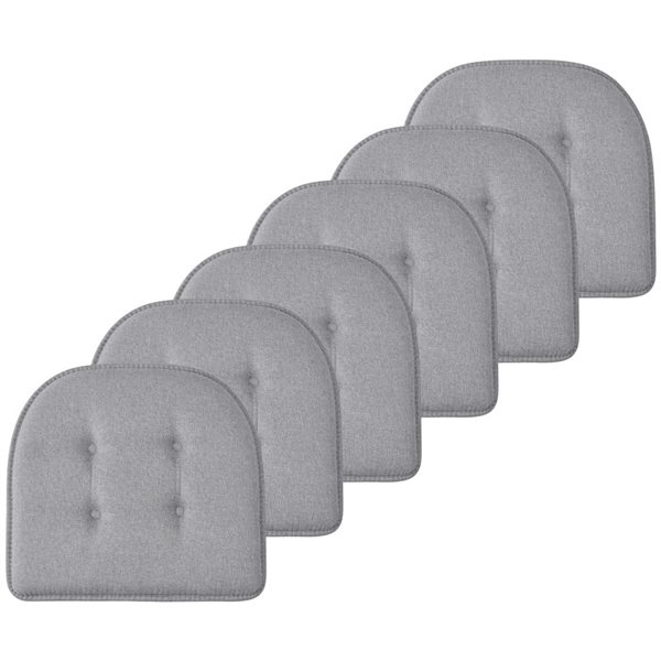 Marina Decoration U-Shaped Memory Foam 6-Pack Grey Tufted Nonslip Chair Cushion