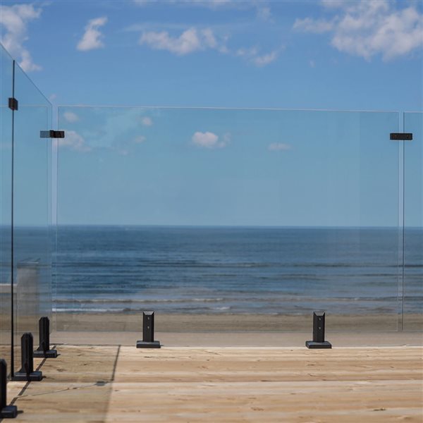 RF Transparent 20-ft x 36-in Black Finish Glass Railing & Pool Fencing Kit with Tempered Glass