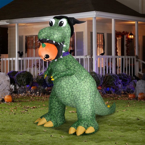Gemmy Airblown Animated Halloween Inflatable T-Rex with Jack-O'-Lantern - 91 x 55-in