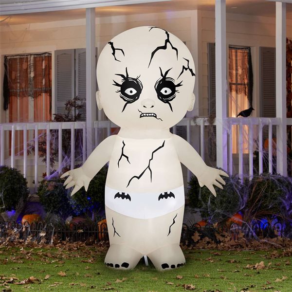 Gemmy Airblown Inflatable Halloween Animated Head Turning Zombie Doll- 72 x 57-in