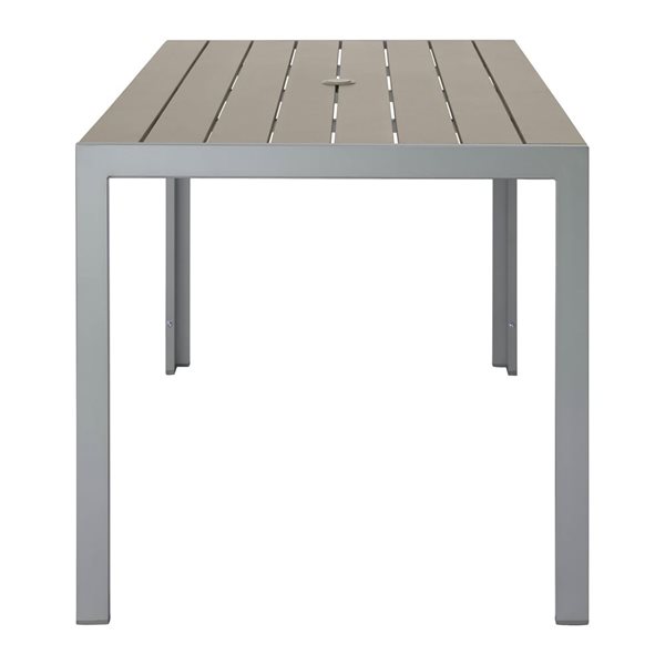 CorLiving Gallant Rectangular Silver Aluminum and Taupe Poly-Wood Patio Dining Table