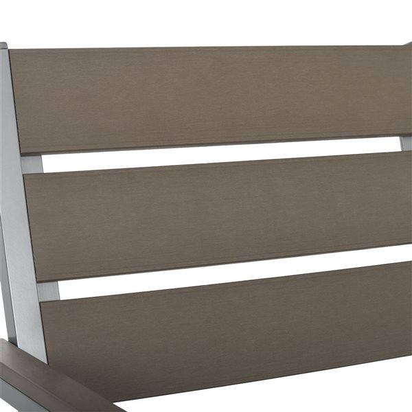 CorLiving Gallant Set of 2 Silver Aluminum and Taupe Poly-Wood Stackable Patio Dining Chairs