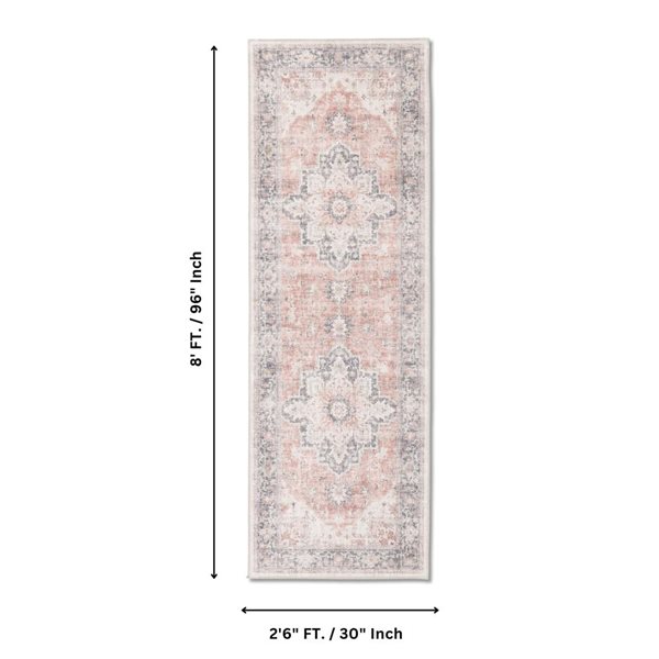Erbanica 2-ft 6-in x 8-ft Whispering Medallion Premium Soft Washable Rectangle Rug - Pastel