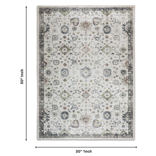 Erbanica 30 x 50-in Brio Washable Nonslip Modern Rectangle Rug - Floral